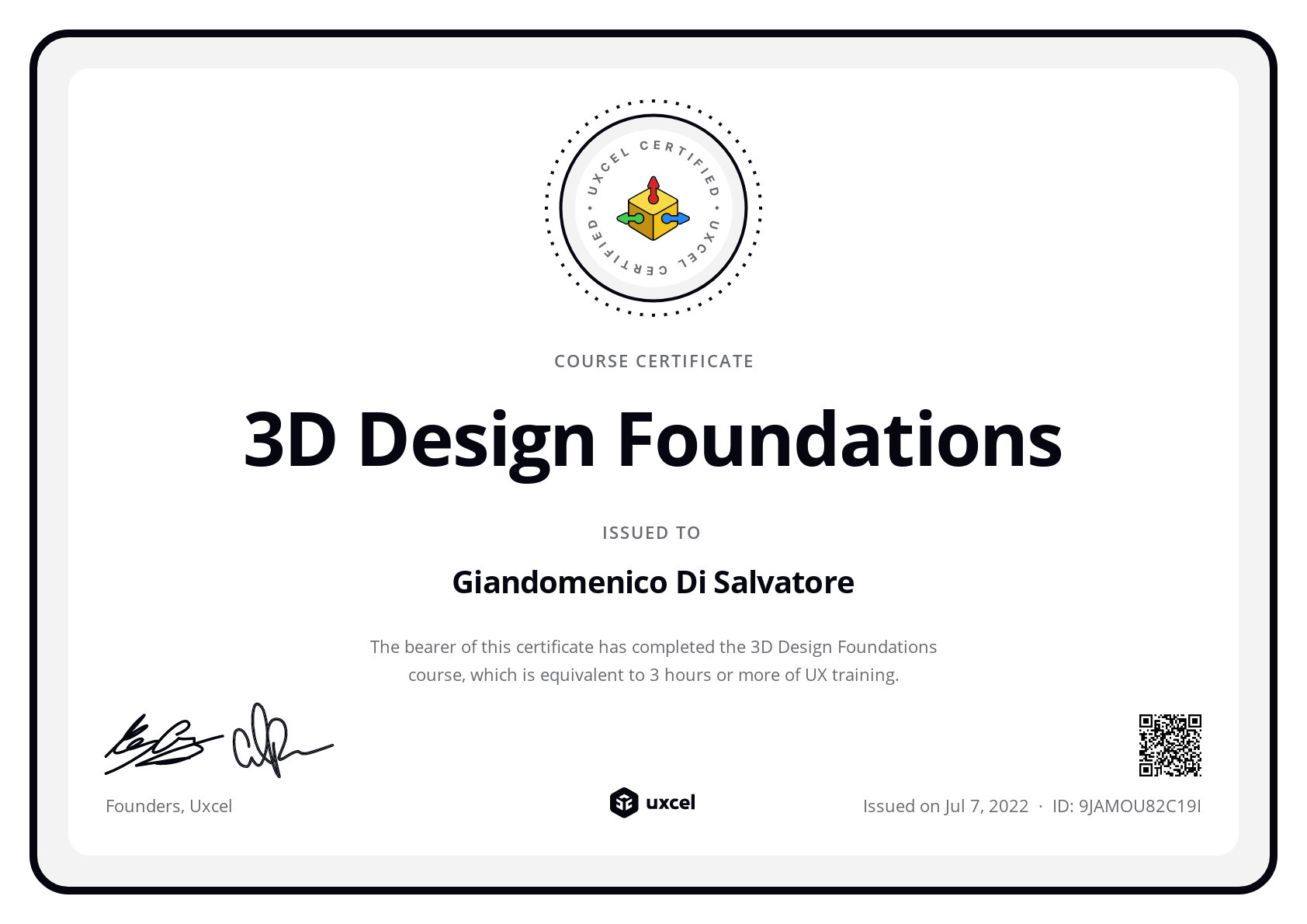 Giandomenico Di Salvatore's certificate